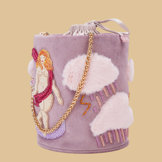 Hand-Beaded "Lady on the Moon" Artistic Tote Bag | Celestial Artisan Embroidery