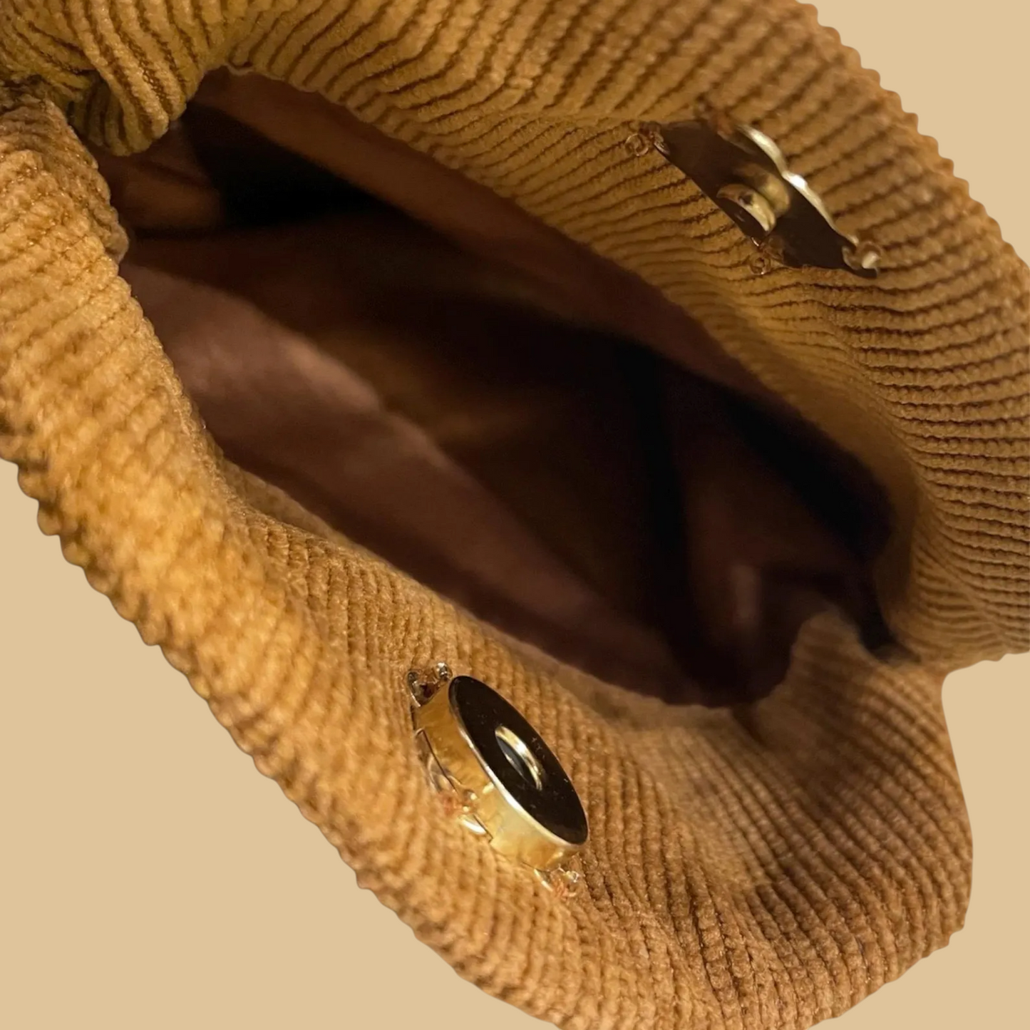 Hand-Beaded "The Kiss" Artistic Mini Bag | Brown Velvet Clutch with Gold Chain