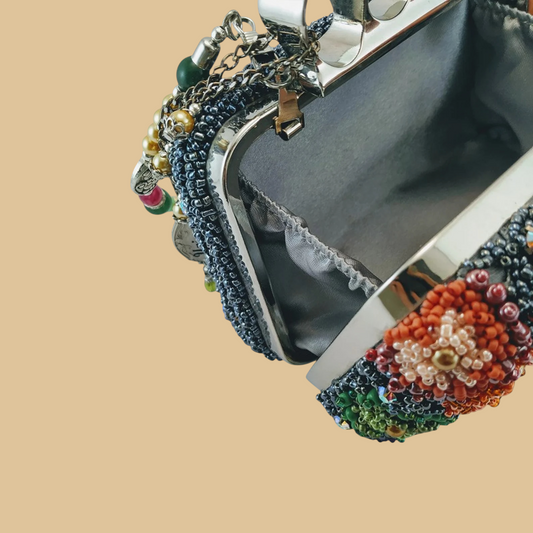 Hand-Beaded Floral Evening Clutch | Artisan Embroidered Wallet for Special Occasions