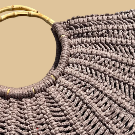Handmade Macramé Shoulder Bag in Earthy Olive with Intricate Knot Pattern