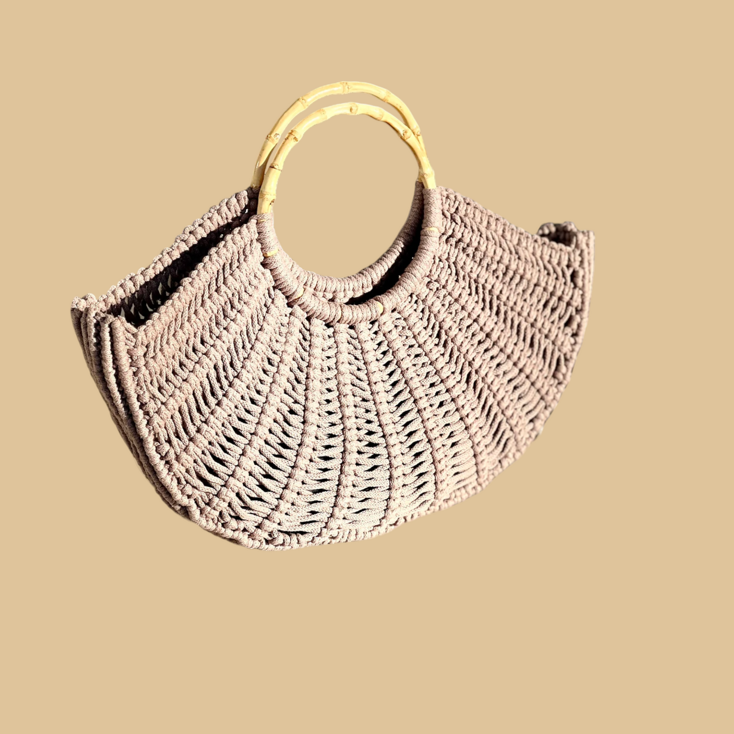 Handmade Macramé Shoulder Bag in Earthy Olive with Intricate Knot Pattern