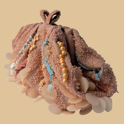 Hand-Beaded Nautical Pouch Clutch | Artisan Sea-Inspired Evening Wallet