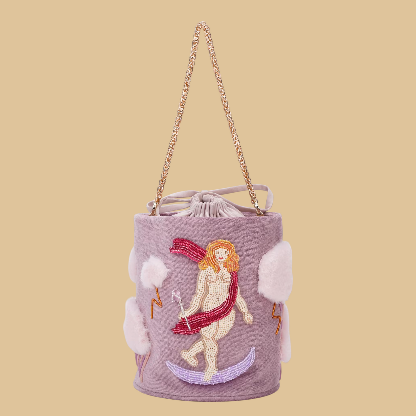 Hand-Beaded "Lady on the Moon" Artistic Tote Bag | Celestial Artisan Embroidery