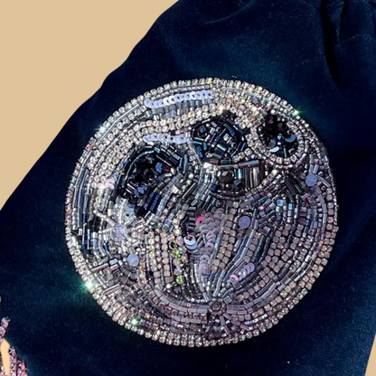 Hand-Beaded "Full Moon" Artistic Tote Bag with Shimmering Detail