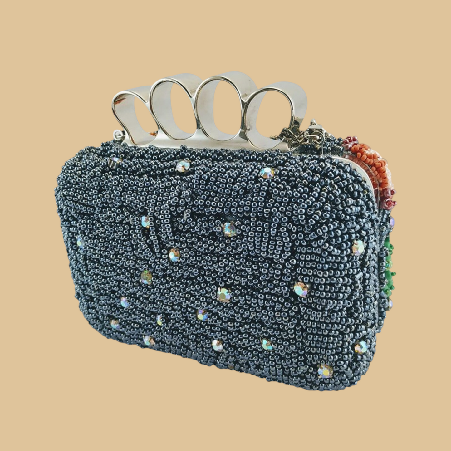 Hand-Beaded Floral Evening Clutch | Artisan Embroidered Wallet for Special Occasions