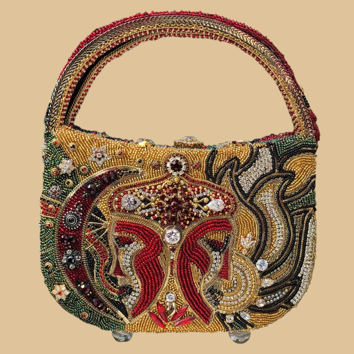 Hand-Beaded Crimson Red Bag | Elegant Artisan Evening Handbag