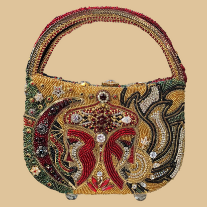 Hand-Beaded Crimson Red Bag | Elegant Artisan Evening Handbag