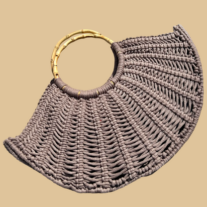 Handmade Macramé Shoulder Bag in Earthy Olive with Intricate Knot Pattern