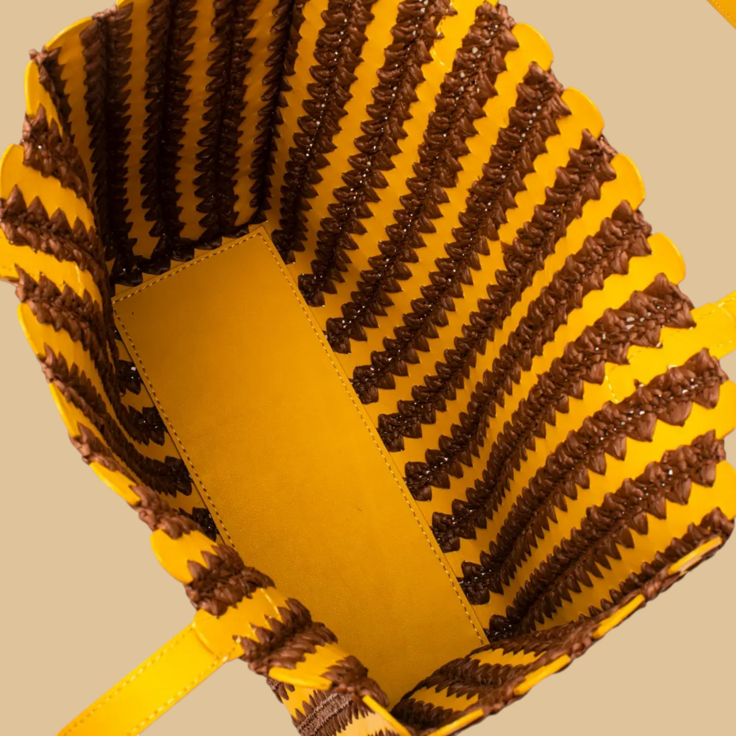 Handmade Raffia Tote Bag in Vibrant Mustard with Textured Artisanal Weave