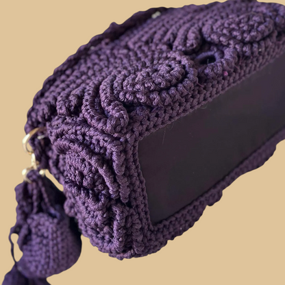 Author's Handmade Crochet Bag with Sculptural Irish Lace Composition