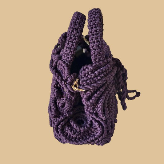 Author's Handmade Crochet Bag with Sculptural Irish Lace Composition