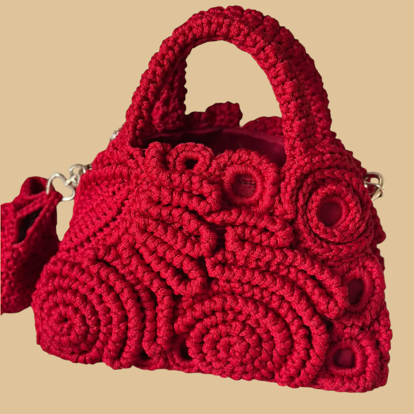 Handmade Luxury Irish Lace Evening Bag with Sculptural Floral Motifs