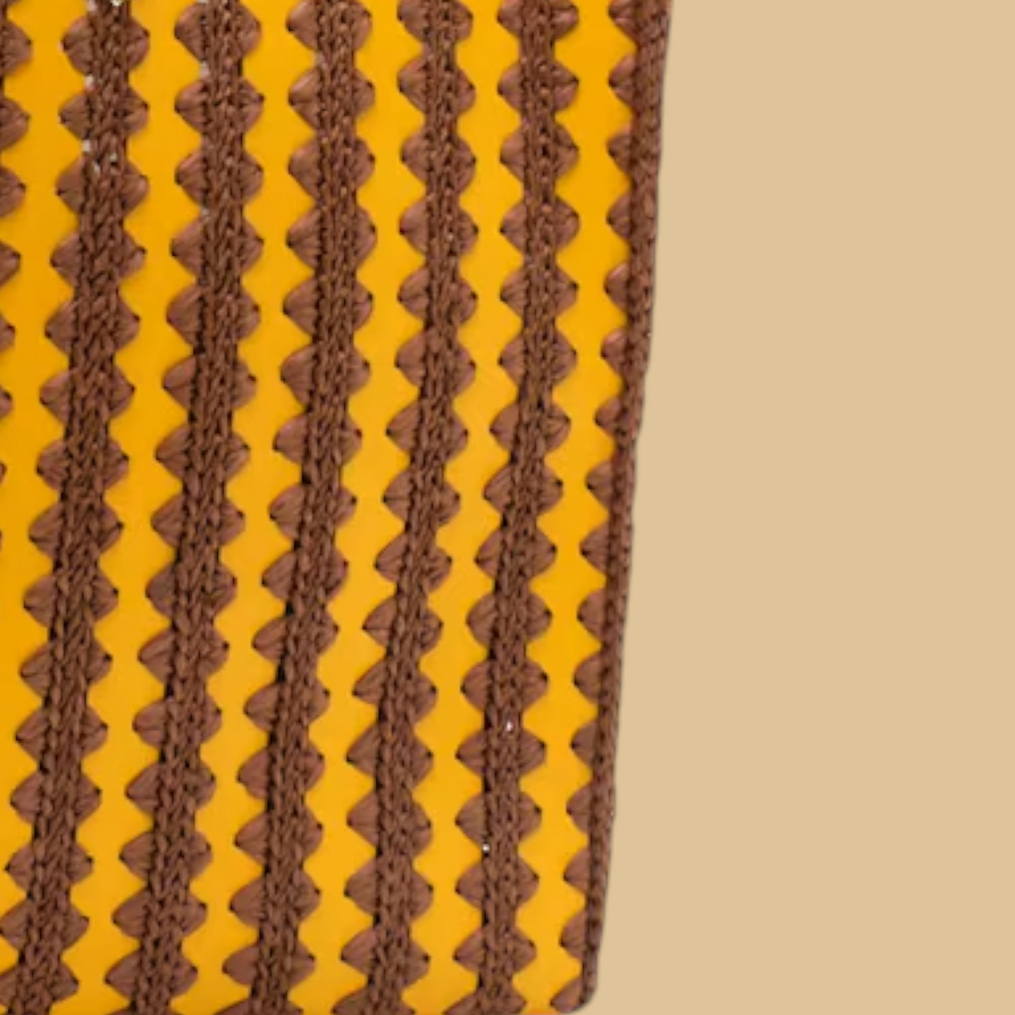 Handmade Raffia Tote Bag in Vibrant Mustard with Textured Artisanal Weave