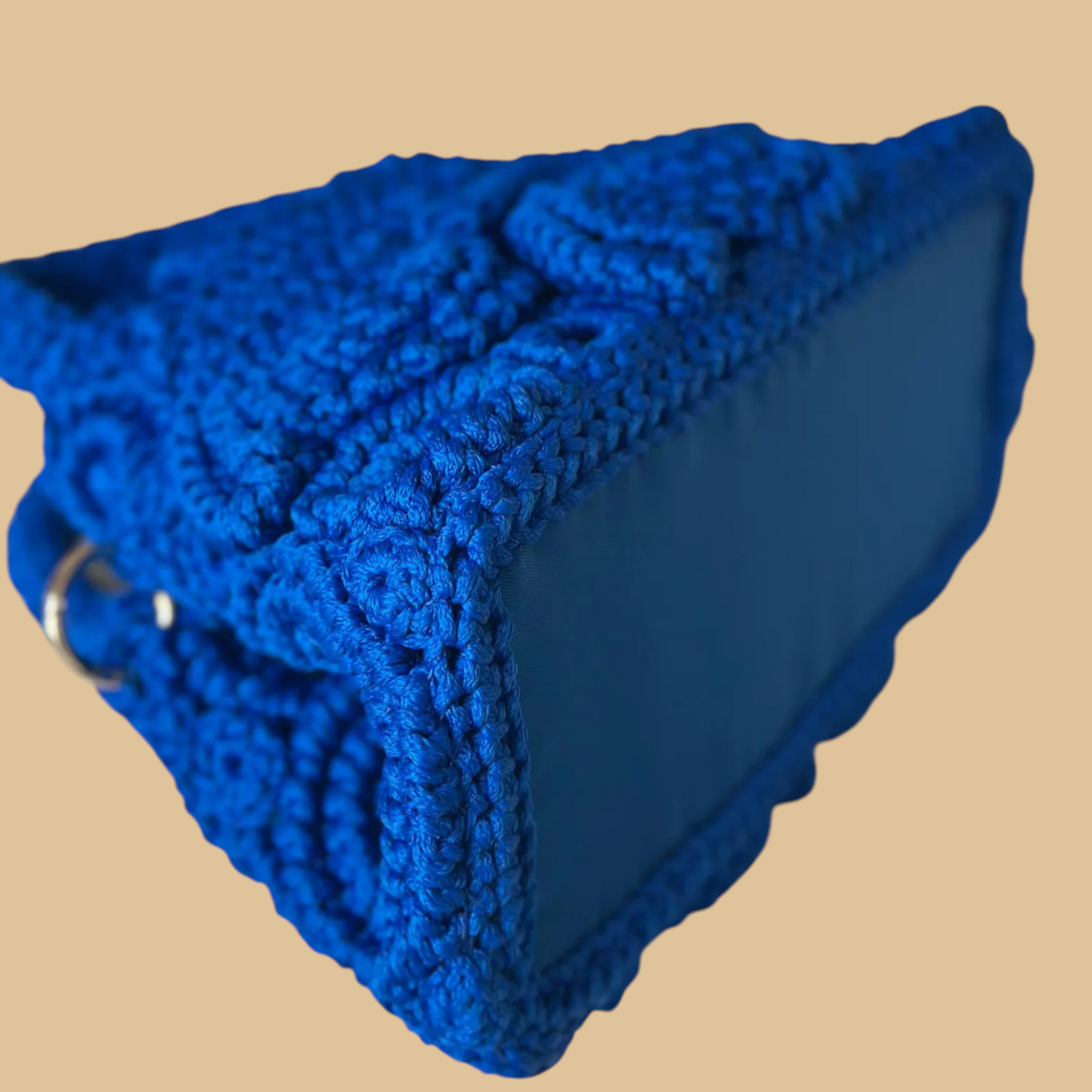 Handmade Sky Blue Crochet Handbag in Intricate Irish Lace Style