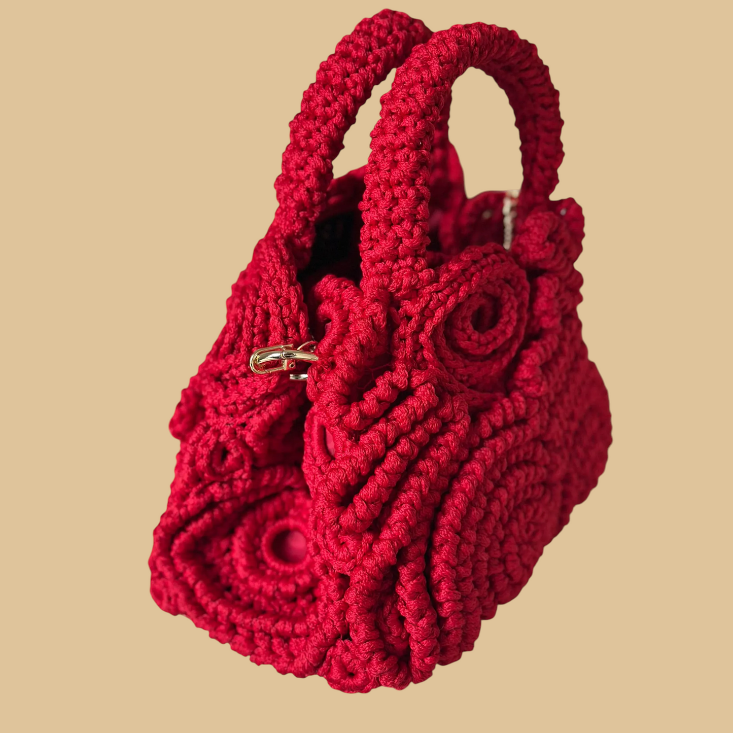 Handmade Luxury Irish Lace Evening Bag with Sculptural Floral Motifs